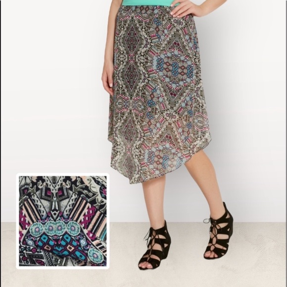 Maurices Multicolor & Multi Print Pull On Stretch Waist Chiffon Midi Skirt - Picture 3 of 15